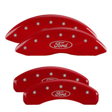 Load image into Gallery viewer, Set of 4: Red finish, Silver Ford Oval Logo