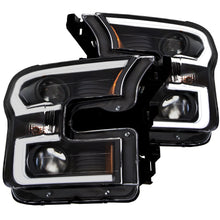 Load image into Gallery viewer, Projector Headlight Set; Amber Lens; Black Housing; Pair; w/Plank Style Design;