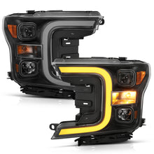 Load image into Gallery viewer, Projector Headlights w/ Plank Style Switchback Black w/ Amber