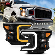 Load image into Gallery viewer, LED Projector Headlights w/ Plank Style Switchback Black w/ Amber