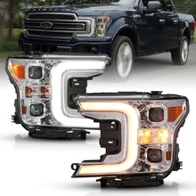 Load image into Gallery viewer, LED Projector Headlights w/ Plank Style Switchback Chrome w/ Amber