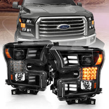 Load image into Gallery viewer, Projector Headlights w/ Plank Style Design Black w/ Amber Sequential Turn Signal