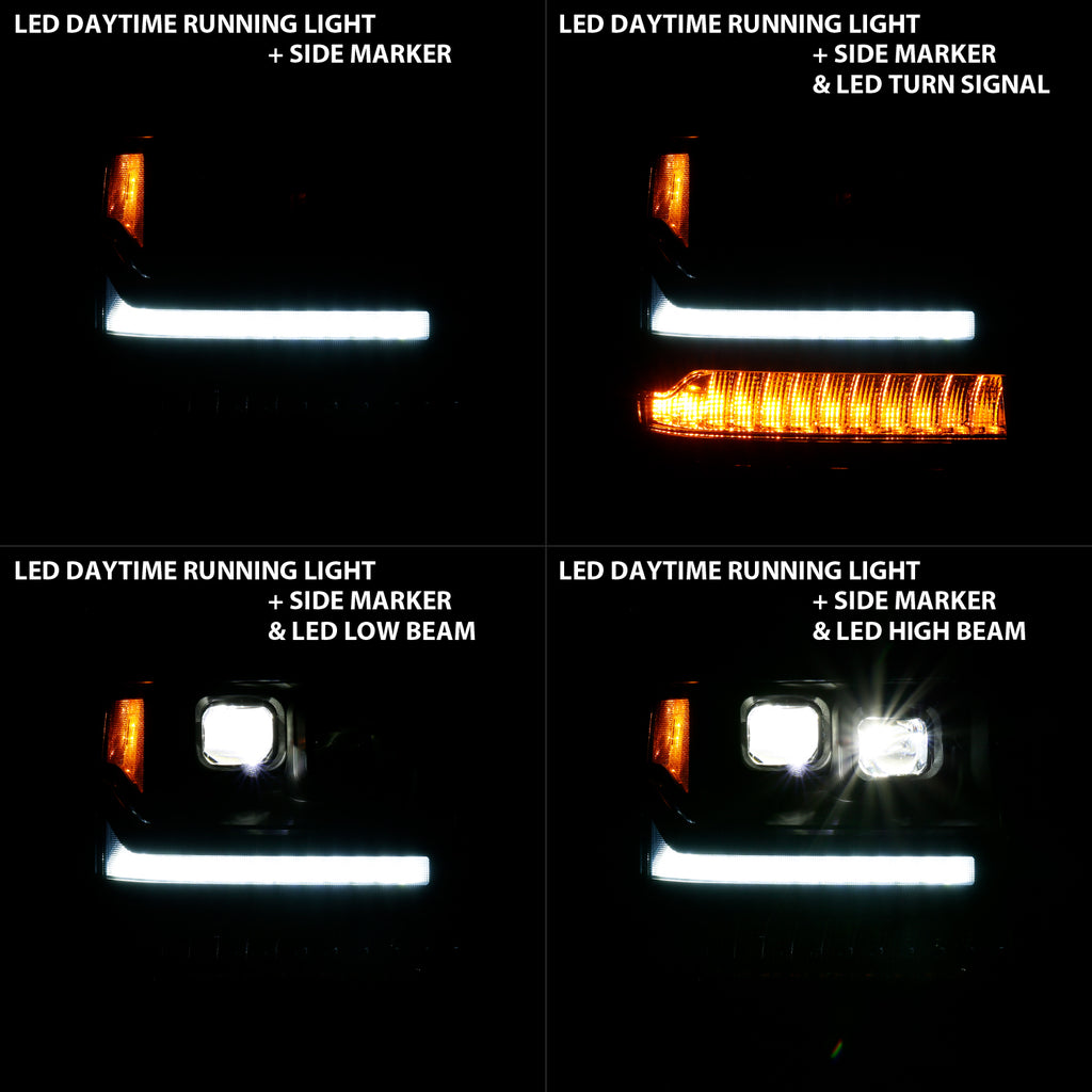 LED Projector Headlights w/ Plank Style Black w/ Amber