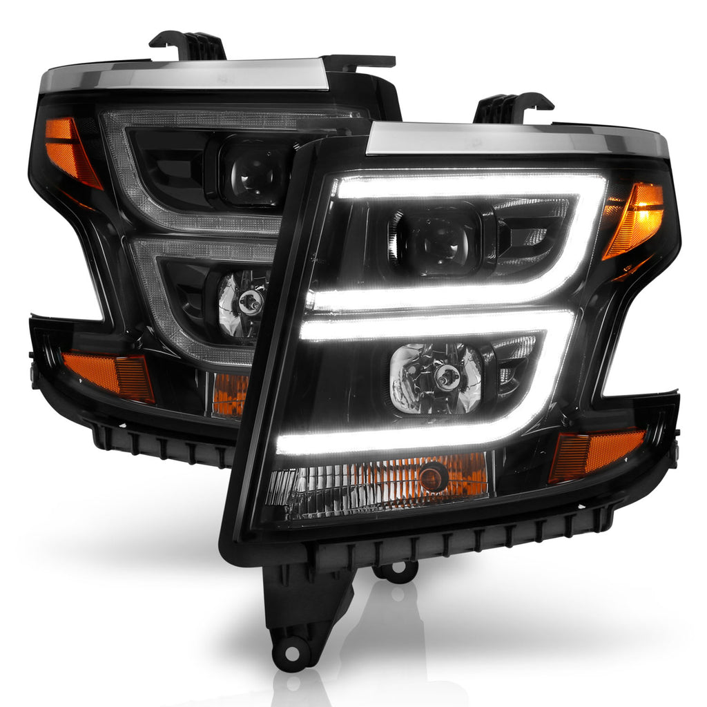Anzo LED Projector Plank Style Black W/Drl Headlights 15-20 Tahoe / Suburban
