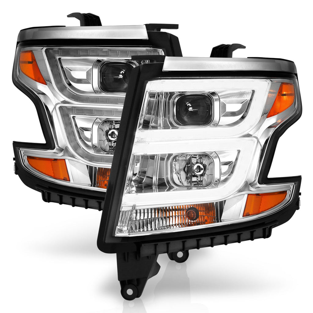 Anzo Plank Style Chrome W/Drl Led Projector Headlights 15-20 Tahoe / Suburban