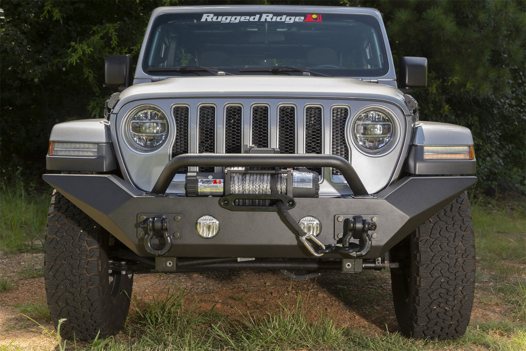 Spartan Front Bumper; Steel; w/Overrider; High Clearance Ends;