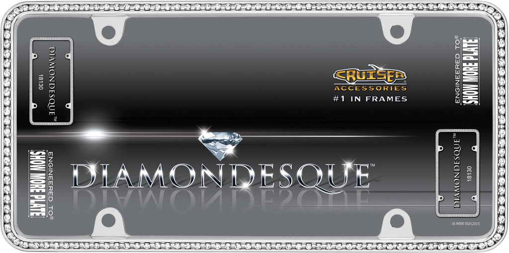 License Plate Frames; Diamondesque; Chrome/Clear;