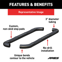 Load image into Gallery viewer, ARIES 202009 3-Inch Round Black Steel Nerf Bars; No-Drill; Select Toyota Tacoma