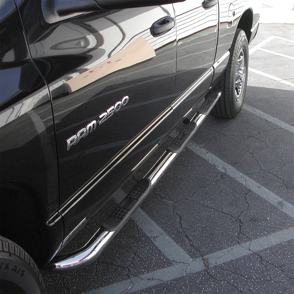 3in. Round Polished Stainless Side Bars; Select Dodge Ram 1500; 2500; 3500