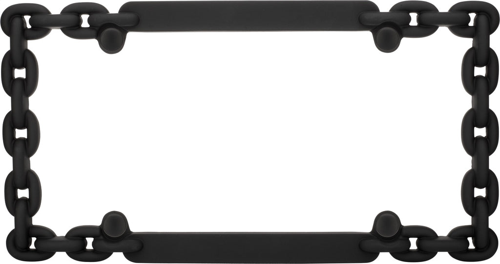 License Plate Frames; Chain; Matte Black; w/Fastener Caps;
