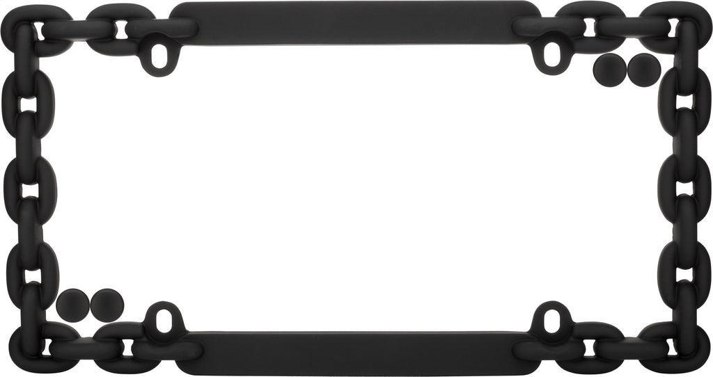 License Plate Frames; Chain; Matte Black; w/Fastener Caps;