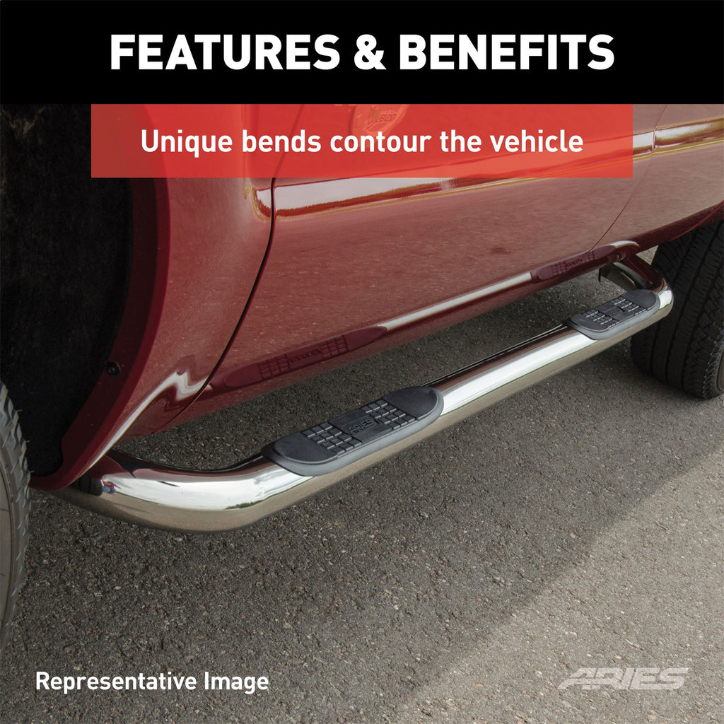 3in. Round Polished Stainless Side Bars; Select Dodge; Ram 1500; 2500; 3500