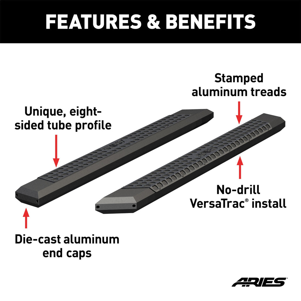 AdvantEDGE 5-1/2in. x 75in. Black Aluminum Side Bars (No Brackets)