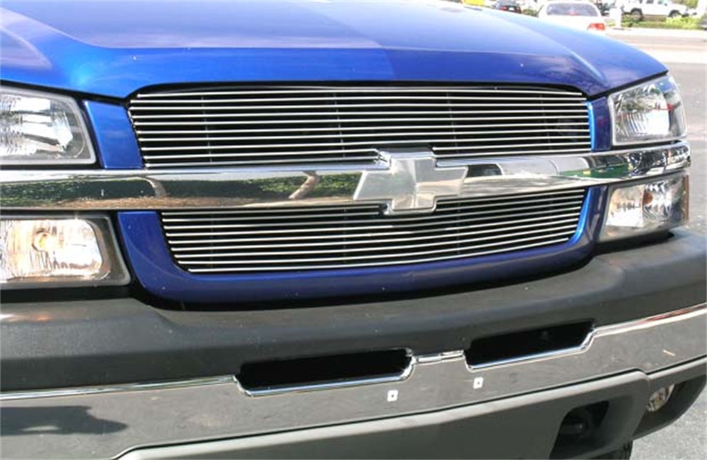 Billet Series Grille; Horizontal; Aluminum; Polished; 2 Pc; Overlay/Insert;