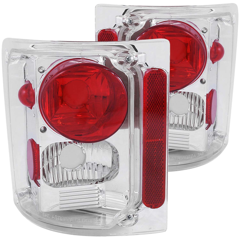 Tail Light Assembly; Clear Lens; Chrome Housing; Pair;