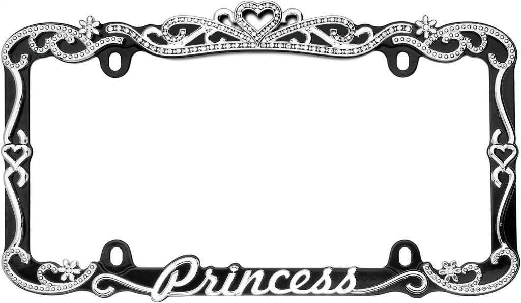 License Plate Frames; Princess; Chrome/Black;
