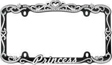 Load image into Gallery viewer, License Plate Frames; Princess; Chrome/Black;