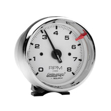 Load image into Gallery viewer, GAUGE; TACH; 3 3/4in.; 8K RPM; PEDESTAL; WHT DIAL CHROME CASE; AUTOGAGE