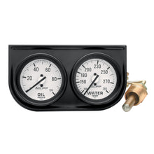 Load image into Gallery viewer, GAUGE CONSOLE; OILP/WTMP; 2in.; 100PSI/280deg.F; WHT DIAL; BLK BZL; AUTOGAGE