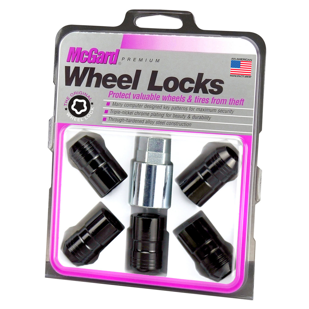 Cone Seat Exposed Style Wheel Locks-Black-5 Lock Set