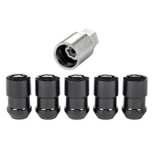 Load image into Gallery viewer, Black Cone Seat Wheel Lock Set (1/2-20 Thread Size) - Set of 5 Locks and 1 Key