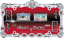Load image into Gallery viewer, License Plate Frames; Skull And Bone; Chrome;