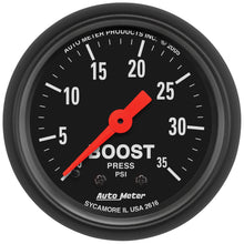 Load image into Gallery viewer, GAUGE; BOOST; 2 1/16in.; 35PSI; MECHANICAL; Z-SERIES