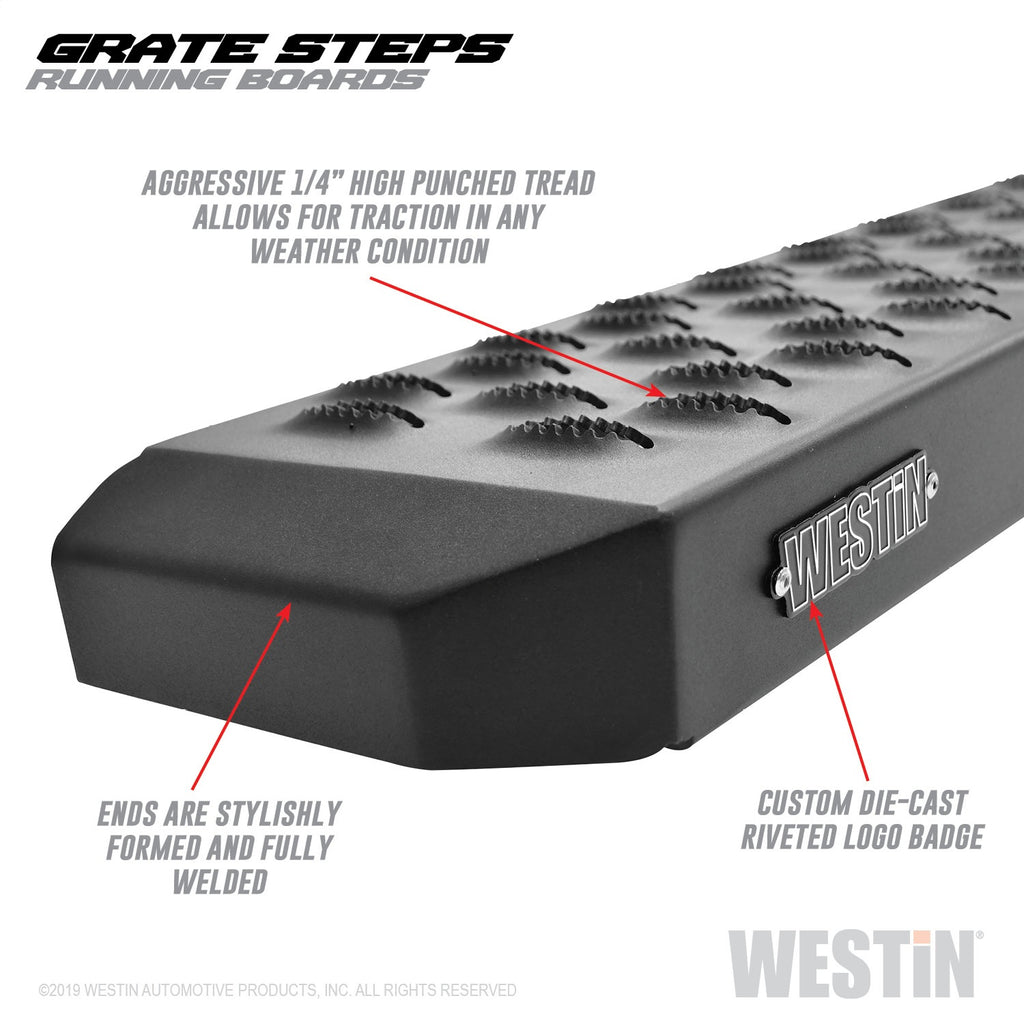 Grate Steps Running Boards; Textured Black; 75 in.; Mount Kit Not Included;