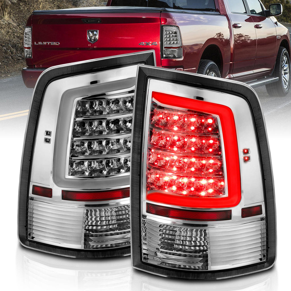 Anzo Chrome Plank Style LED Tail Lights With Clear Lens Dodge Ram 09-18 1500 / 10-18 2500/3500