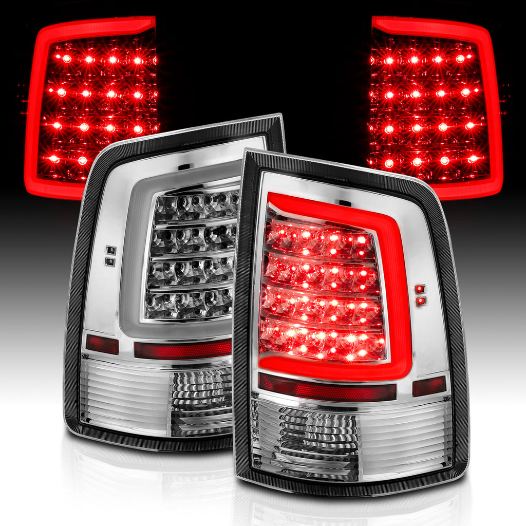 Anzo Chrome Plank Style LED Tail Lights With Clear Lens Dodge Ram 09-18 1500 / 10-18 2500/3500