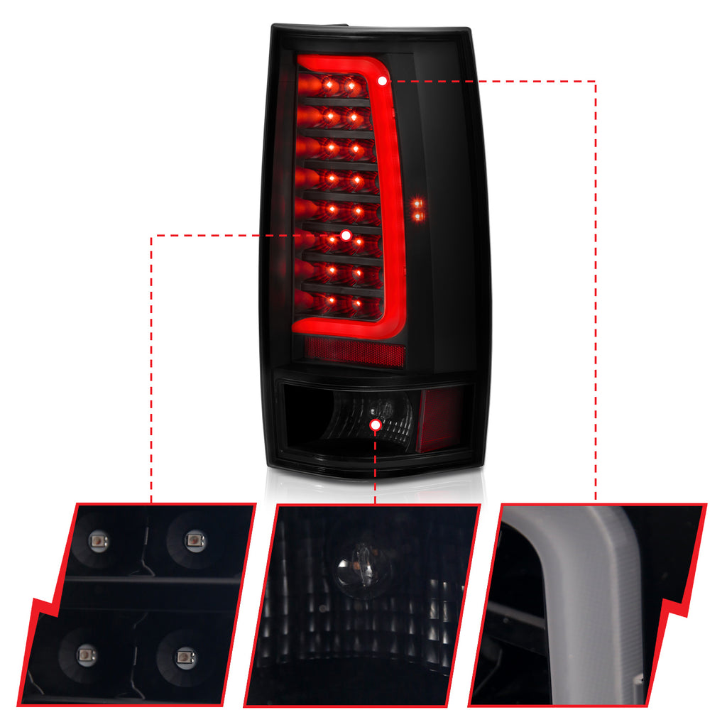 Anzo Black Plank Style Black LED Tail Lights With Smoke Lens 07-14 Tahoe /Suburban/Yukon