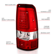 Load image into Gallery viewer, Anzo Plank Style Chrome LED Tail Lights With Red/Clear Lens 99-02 Silverado/ 99-06 Sierra