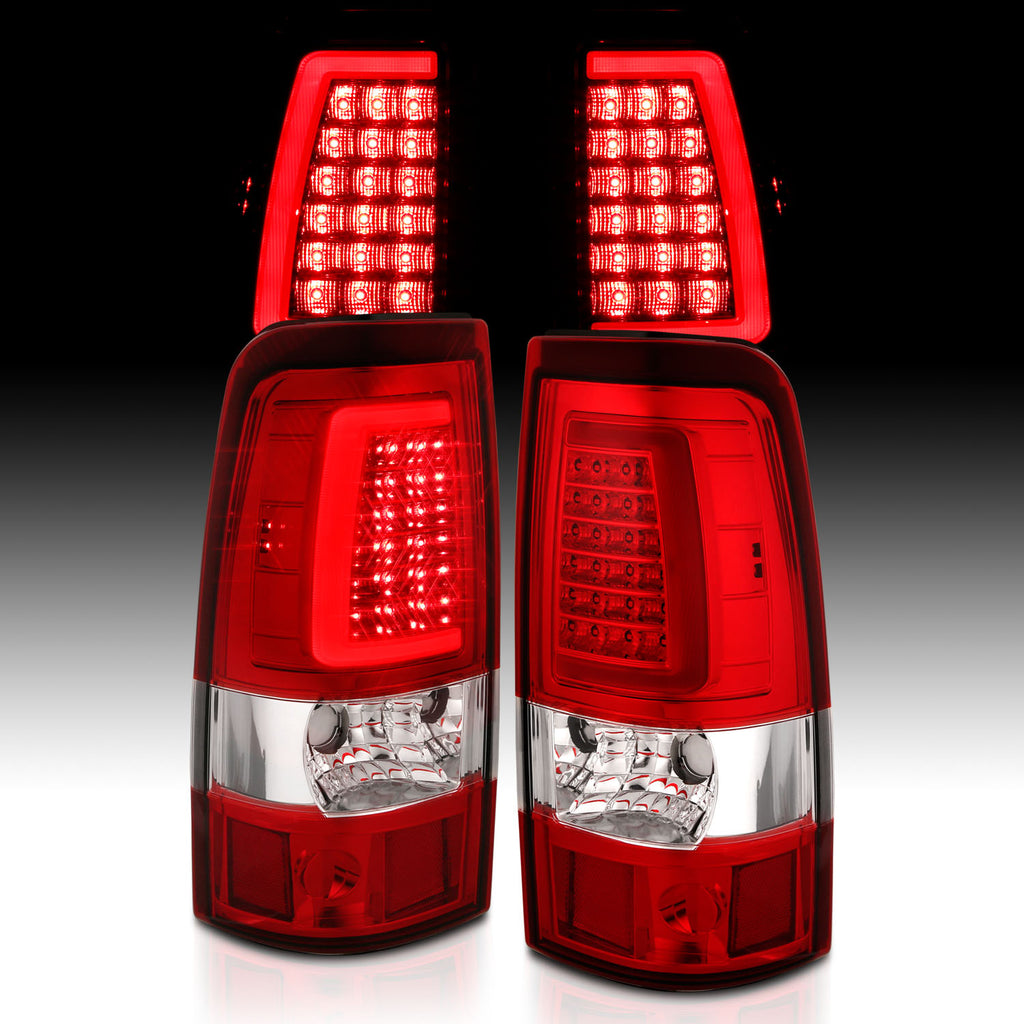 Anzo Plank Style Chrome LED Tail Lights With Red/Clear Lens 99-02 Silverado/ 99-06 Sierra