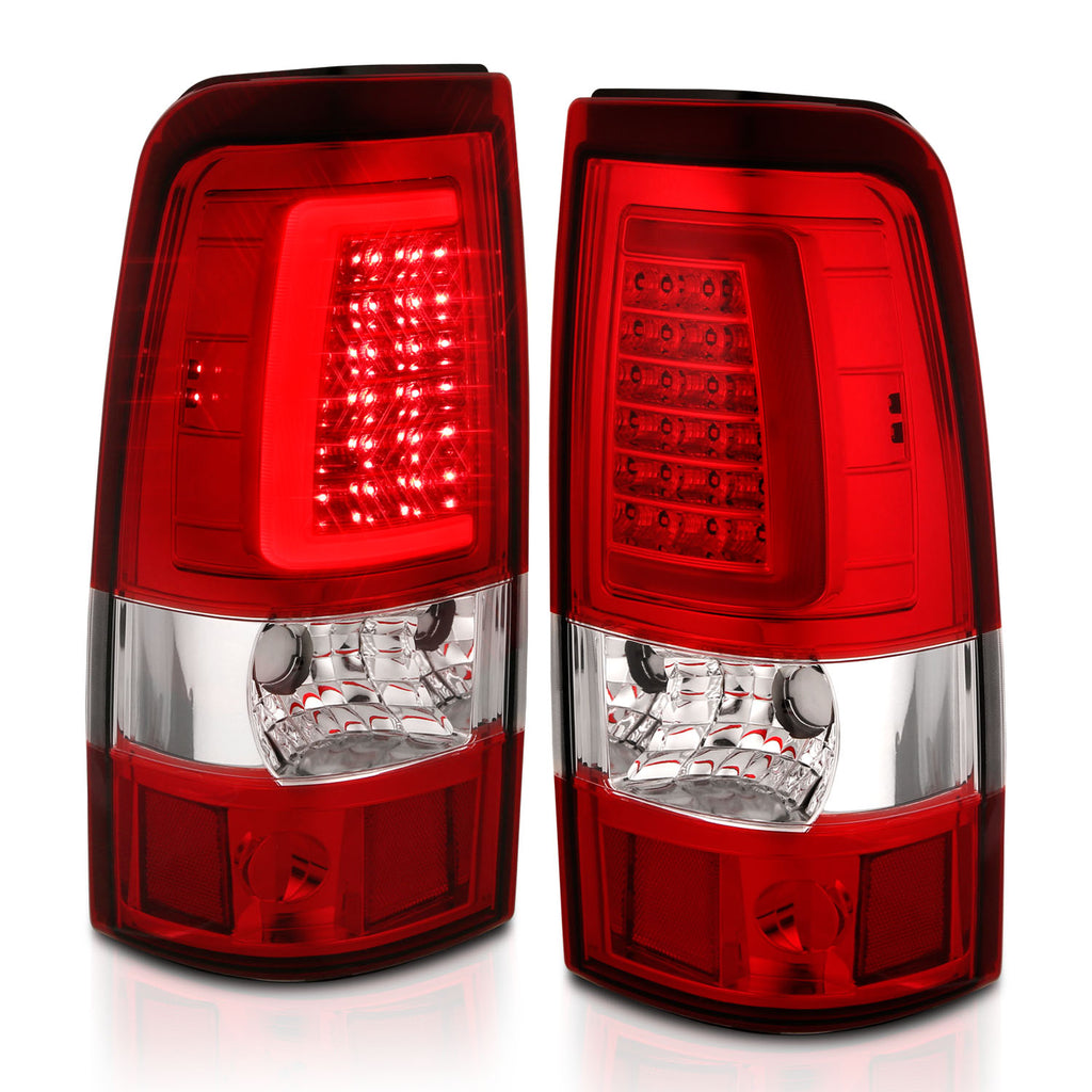 Anzo Plank Style Chrome LED Tail Lights With Red/Clear Lens 99-02 Silverado/ 99-06 Sierra