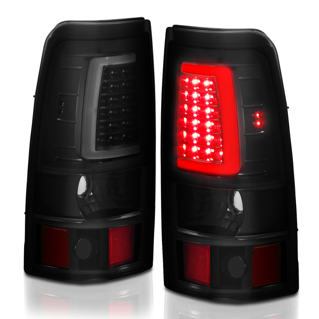Anzo Black Plank Style LED Tail Lights With Smoke Lens 03-06 Silverado