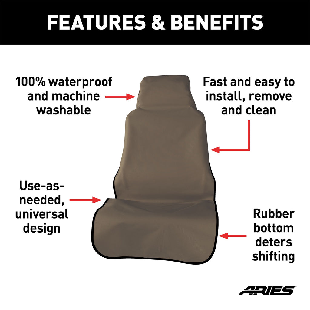Seat Defender 58in. x 23in. Removable Waterproof Brown Bucket Seat Cover
