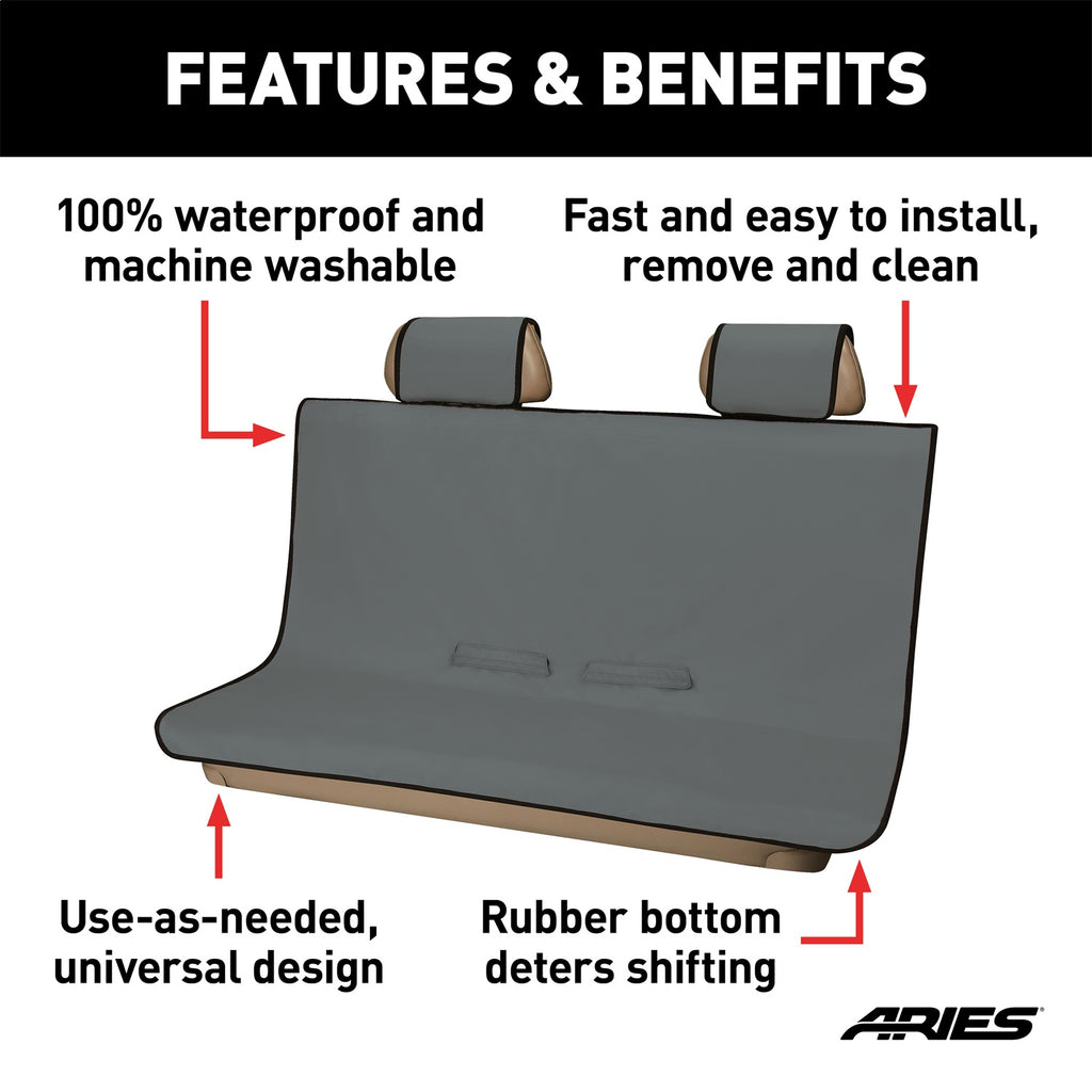 Seat Defender 58in. x 55in. Removable Waterproof Grey Bench Seat Cover