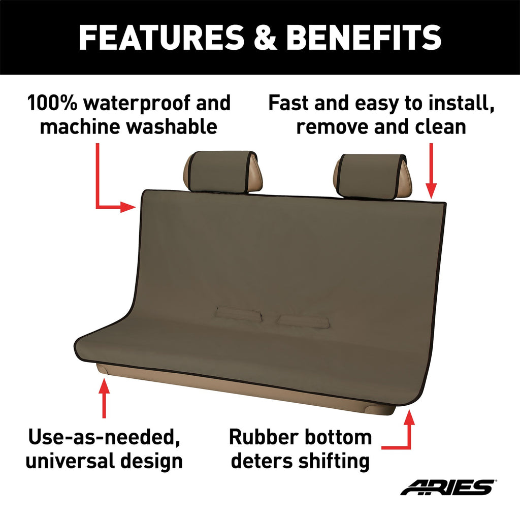 Seat Defender 58in. x 55in. Removable Waterproof Brown Bench Seat Cover