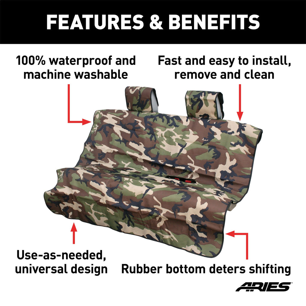 Seat Defender 58in. x 55in. Removable Waterproof Camo Bench Seat Cover