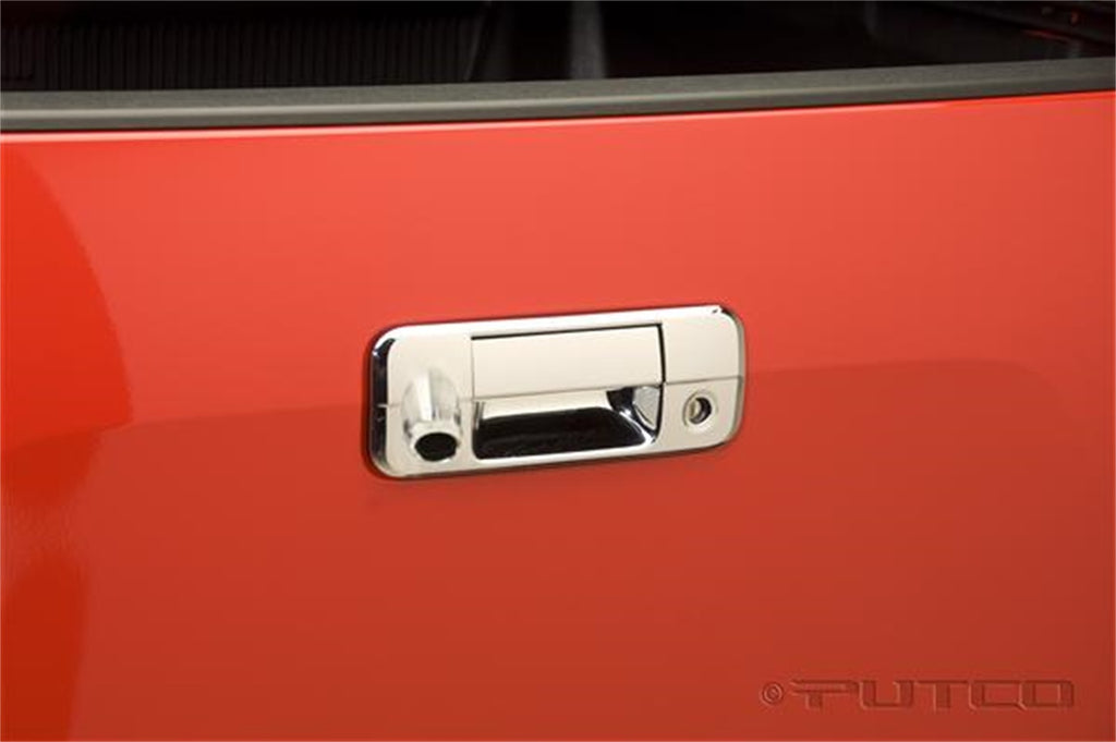 Tailgate Handle Cover; Chrome; w/Back Up Camera Opening;