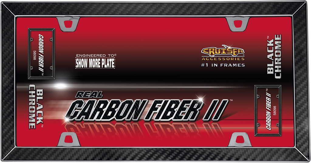 License Plate Frames; Carbon Fiber II; Carbon Fiber/Black Chrome;