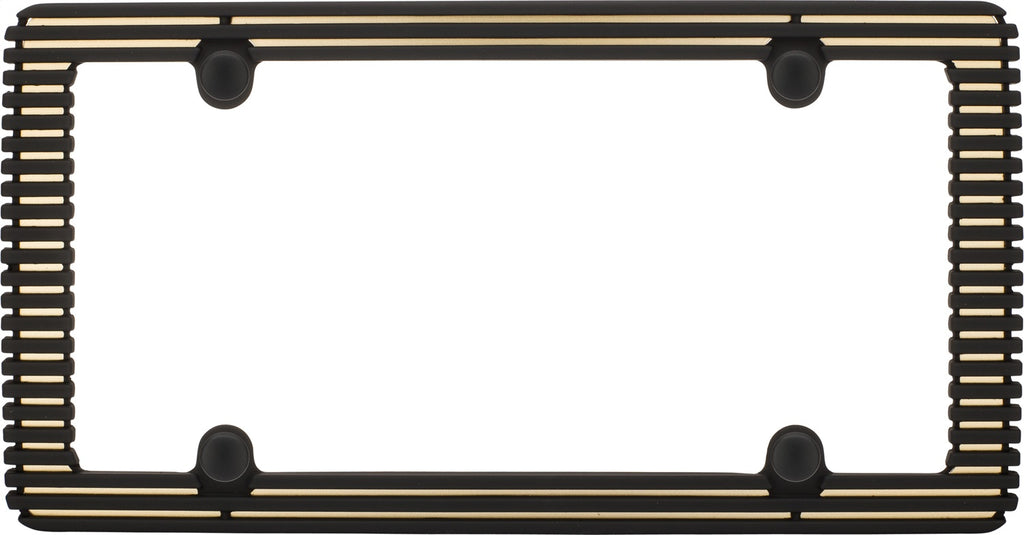 License Plate Frames; Billet; Flat Black/Matte Gold; w/Fastener Caps;