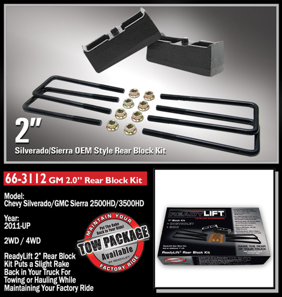 ReadyLIFT 2011-2018 CHEVROLET/GMC 2500/3500HD 2'' Rear Block Kit