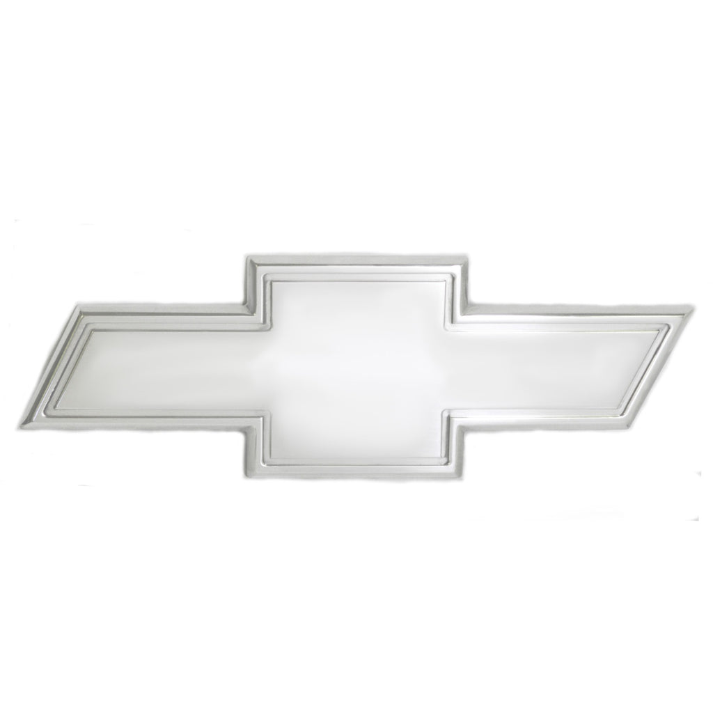 Tailgate Emblem; Polished; Chevrolet Bow-Tie; w/Border;