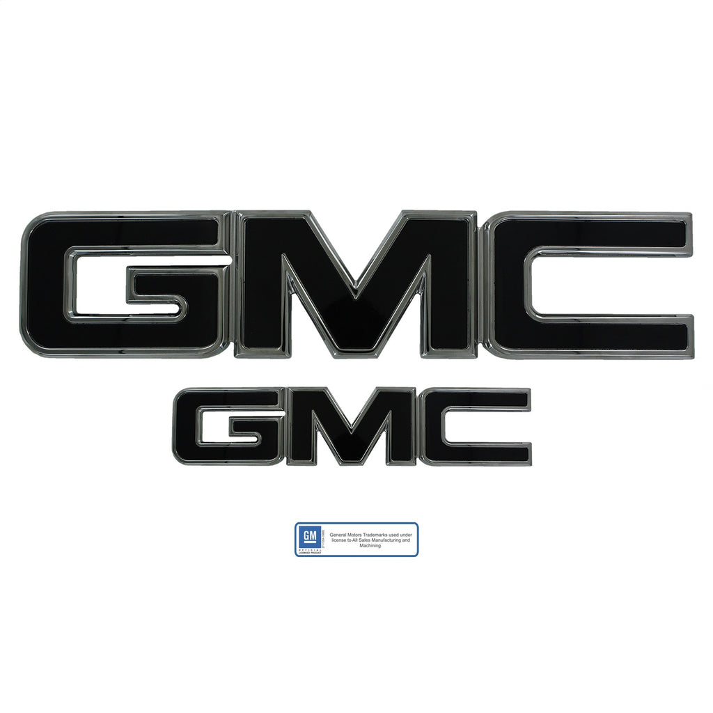 Grille And Liftgate Emblem Set; Chrome/Black Powdercoat; GMC; w/o Border;
