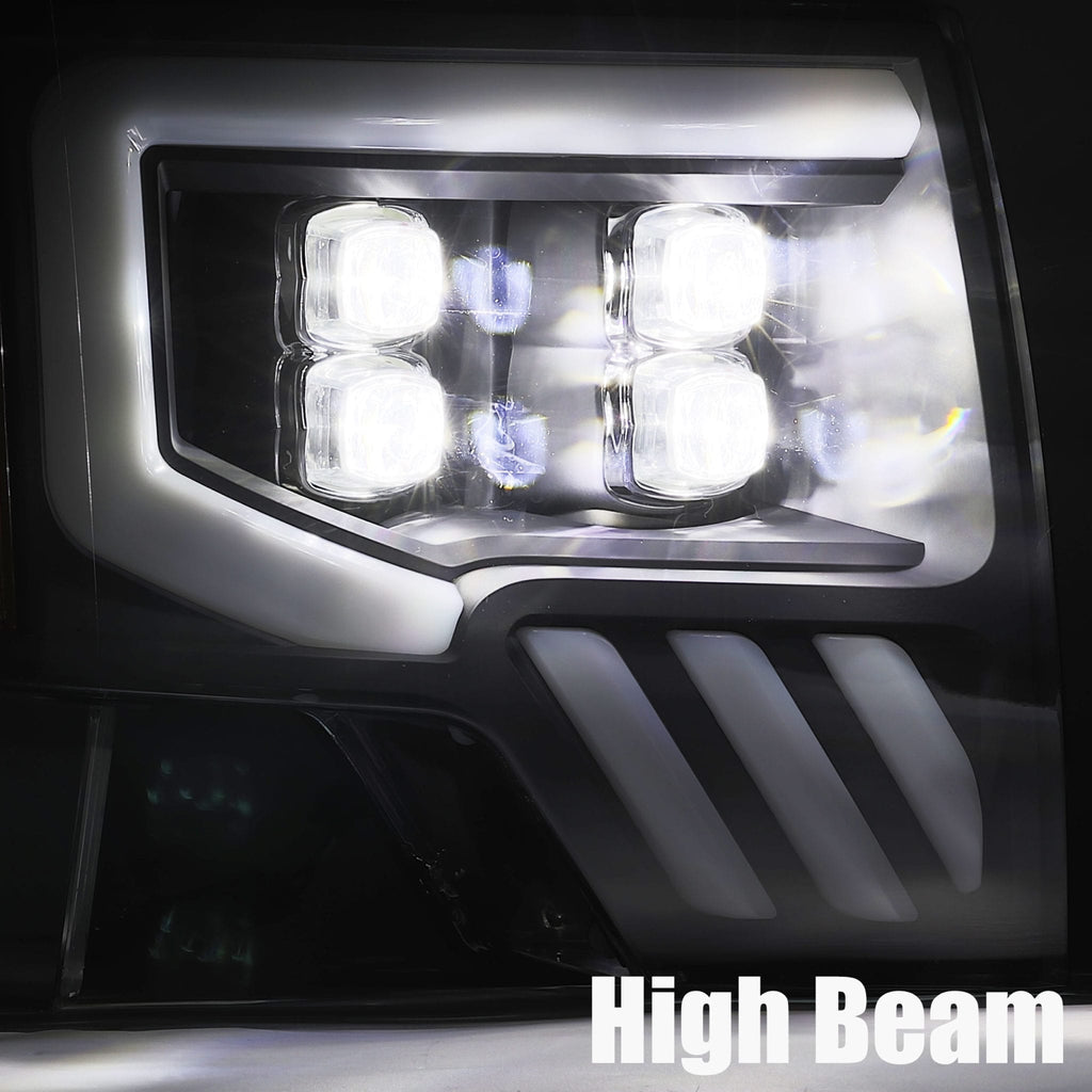 LED Projector Headlights Plank Style Design Gloss Black