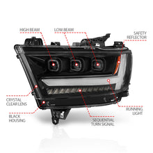Load image into Gallery viewer, Anzo Black Plank Style Driver Side Led Projector Headlight With Sequential Turn Signal 19-20 Ram 1500 Tradesman/Bighorn