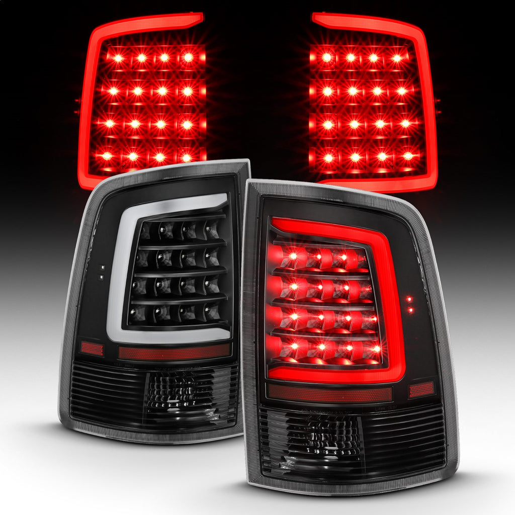 Anzo Black Plank Style Tail Lights With Clear Lens Dodge Ram 09-18 1500 / 10-18 2500/3500