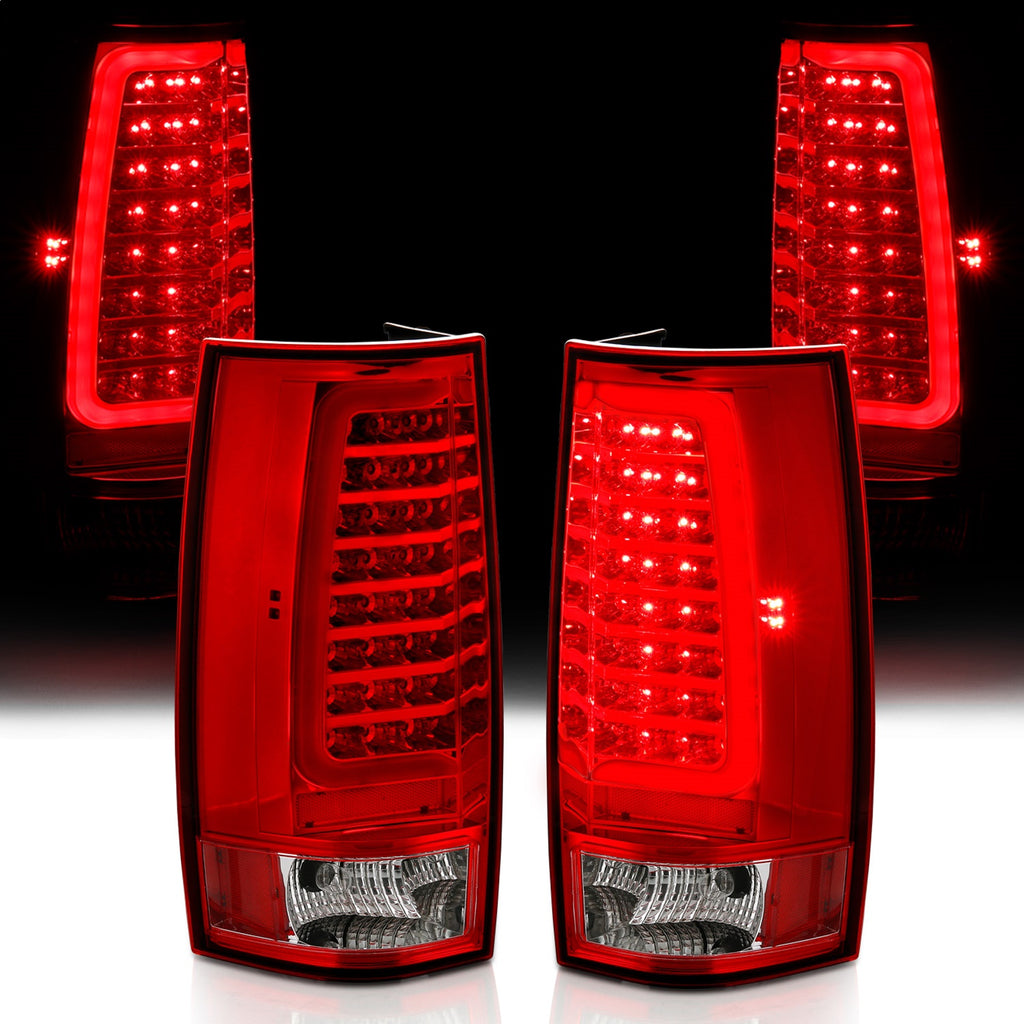 Anzo Chrome Plank Style Chrome LED Tail Lights With Red/Clear Lens 07-14 Tahoe/Suburban/Yukon