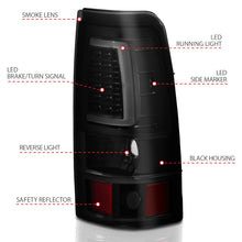 Load image into Gallery viewer, Anzo Black Plank Style LED Tail Lights With Smoke Lens 99-02 Silverado/ 99-06 Sierra